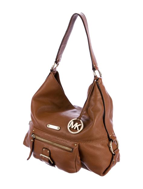 michael kors leather hobo purse bone leather|Michael Kors shoulder bag brown.